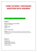 CHEM 120 WEEK 7 DISCUSSION &NewLine;QUESTIONS WITH ANSWER