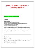 CHEM 120 Week &num; 6 Discussion 1 -&NewLine;Polymers &lpar;Graded A&rpar;