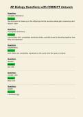 AP Biology Questions with CORRECT Answers