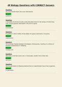 AP Biology Questions with CORRECT Answers