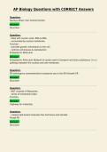 AP Biology Questions with CORRECT Answers