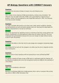 AP Biology Questions with CORRECT Answers