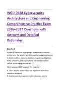 WGU D488 Cybersecurity&NewLine;Architecture and Engineering&NewLine;Comprehensive Practice Exam&NewLine;2026&ndash;2027 Questions with&NewLine;Answers and Detailed&NewLine;Rationales&NewLine;