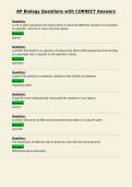 AP Biology Questions with CORRECT Answers
