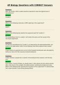 AP Biology Questions with CORRECT Answers