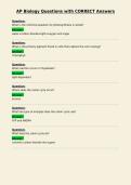 AP Biology Questions with CORRECT Answers