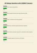 AP Biology Questions with CORRECT Answers