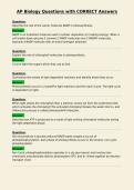 AP Biology Questions with CORRECT Answers