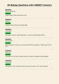 AP Biology Questions with CORRECT Answers