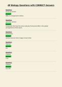AP Biology Questions with CORRECT Answers