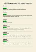 AP Biology Questions with CORRECT Answers