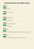 AP Biology Questions with CORRECT Answers
