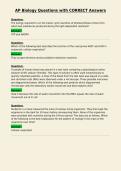 AP Biology Questions with CORRECT Answers