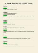 AP Biology Questions with CORRECT Answers