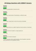 AP Biology Questions with CORRECT Answers