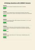 AP Biology Questions with CORRECT Answers
