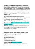 Incident Command System &lpar;ICS&rpar; Exam Questions and Correct Answers