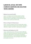 ILLINOIS PEL ACTUAL TEST PAPER&NewLine;COMPLETE QUESTIONS AND SOLUTIONS&NewLine;TESTED ANSWERS