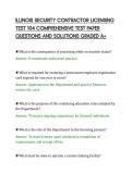 ILLINOIS SECURITY CONTRACTOR LICENSING&NewLine;TEST 104 COMPREHENSIVE TEST PAPER&NewLine;QUESTIONS AND SOLUTIONS GRADED A&plus;
