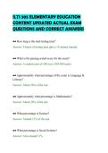 ILTS 305 ELEMENTARY EDUCATION&NewLine;CONTENT UPDATED ACTUAL EXAM&NewLine;QUESTIONS AND CORRECT ANSWERS&NewLine;