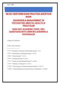NR 607 MIDTERM EXAM&semi;PSYCHIATRIC-MENTAL HEALTH NURSING 200&plus; Practice Questions with Verified Answers & Detailed Rationales - PMHNP & NCLEX Exam Prep
