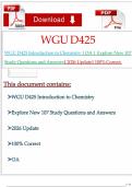 WGU D425&NewLine;WGU D425 Introduction to Chemistry 1 OA 1 Explore New 107&NewLine;Study Questions and Answers1 2026 Update1 100&percnt; Correct&period;