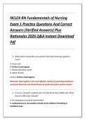 NCLEX-RN Fundamentals of Nursing &NewLine;Exam 1 Practice Questions And Correct &NewLine;Answers &lpar;Verified Answers&rpar; Plus &NewLine;Rationales 2026 Q&A Instant Download &NewLine;Pdf 