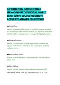 INFORMATION SYSTEMS TODAY&NewLine;MANAGING IN THE DIGITAL WORLD&NewLine;EXAM SCRIPT SOLVED QUESTIONS&NewLine;ACCURATE ANSWER COLLECTION&NewLine;