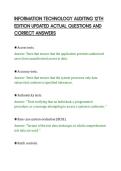 INFORMATION TECHNOLOGY AUDITING 12TH&NewLine;EDITION UPDATED ACTUAL QUESTIONS AND&NewLine;CORRECT ANSWERS&NewLine;