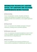 INFORMATION TECHNOLOGY AUDITING&NewLine;ACTUAL TEST QUESTIONS AND SOLUTIONS&NewLine;COMPREHENSIVE REVIEW PACKAGE