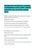INFORMATION TECHNOLOGY AUDITING&NewLine;COMPREHENSIVE EXAM SCRIPT VERIFIED&NewLine;QUESTIONS AND SOLUTIONS GRADED&NewLine;APLUS&NewLine;
