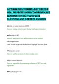 INFORMATION TECHNOLOGY FOR THE&NewLine;HEALTH PROFESSIONS COMPREHENSIVE&NewLine;EXAMINATION TEST COMPLETE&NewLine;QUESTIONS AND CORRECT ANSWERS&NewLine;