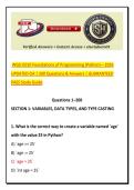  WGU E010 Foundations of Programming &lpar;Python&rpar; &ndash; 2026 UPDATED OA &vert; 200 Questions & Answers &vert; GUARANTEED PASS Study Guide