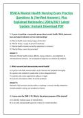 BSN3A Mental Health Nursing Exam Practice Questions & &lbrack;Verified Answers&rsqb;&comma; Plus Explained Rationales &vert; 2026&sol;2027 Latest Update &vert; Instant Download PDF