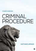 Test Bank For Criminal Procedure&comma; 4th Edition by Matthew Lippman &lpar;LATEST UPDATED VERSION WITH ALL CHAPTERS COVERED&rpar;