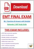 EMT FINAL EXAM JBL &vert; Questions & Answers with Detailed Rationales &vert; EMT Study Guide