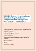 BIOS 256 Chapter 24 Digestive System &NewLine;Questions Merged with Correct &NewLine;Complete Solutions Already Graded &NewLine;A&plus; &vert;&vert; 2026-2027 Latest Update&excl;&excl;&excl;