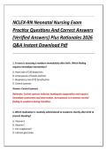 NCLEX-RN Neonatal Nursing Exam &NewLine;Practice Questions And Correct Answers &NewLine;&lpar;Verified Answers&rpar; Plus Rationales 2026 &NewLine;Q&A Instant Download Pdf 