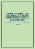 TEXAS REAL ESTATE EXAM &vert; STUDY GUIDE&comma; PRACTICE QUESTIONS AND DETAILED ANSWERS