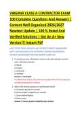 VIRGINIA CLASS A CONTRACTOR EXAM &NewLine;100 Complete Questions And Answers &vert; &NewLine;Content Well Organized 2026&sol;2027 &NewLine;Newtest Update &vert; 100 &percnt; Rated And &NewLine;Verified Solutions &vert; Get An A&plus; New &NewLine;Version&excl;&excl;&excl; Instant Pdf