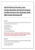 NCLEX-RN Renal Disorders Exam &NewLine;Practice Questions And Correct Answers &NewLine;&lpar;Verified Answers&rpar; Plus Rationales 2026 &NewLine;Q&A Instant Download Pdf 