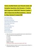 TEXAS JOURNEYMAN ELECTRICIAN EXAM 100 &NewLine;Complete Questions And Answers &vert; Content &NewLine;Well Organized 2026&sol;2027 Newtest Update &vert; &NewLine;100 &percnt; Rated And Verified Solutions &vert; Get An &NewLine;A&plus; New Version&excl;&excl;&excl; Instant PDF