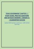 TEXAS GOVERNMENT CHAPTER 1 &vert; STUDY GUIDE&comma; PRACTICE QUESTIONS AND DETAILED ANSWERS