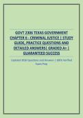 GOVT 2306 TEXAS GOVERNMENT CHAPTER 6 - CRIMINAL JUSTICE &vert; STUDY GUIDE&comma; PRACTICE QUESTIONS AND DETAILED ANSWERS