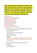 NEW MEXICO MM-98 MECHANICAL CONTRACTOR &NewLine;EXAM 100 COMPLETE QUESTIONS AND ANSWERS &vert; &NewLine;CONTENT WELL ORGANIZED 2026&sol;2027 NEWTEST &NewLine;UPDATE &vert; 100 &percnt; RATED AND VERIFIED SOLUTIONS &NewLine;&vert; GET AN A&plus; NEW VERSION&excl;&excl;&excl; INSTANT PDF 
