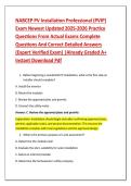 NABCEP PV Installation Professional &lpar;PVIP&rpar; &NewLine;Exam Newest Updated 2025-2026 Practice &NewLine;Questions From Actual Exams Complete &NewLine;Questions And Correct Detailed Answers &NewLine;&lpar;Expert Verified Exam&rpar; &vert;Already Graded A&plus; &NewLine;Instant Download Pdf  
