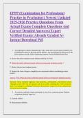 EPPP &lpar;Examination for Professional &NewLine;Practice in Psychology&rpar; Newest Updated &NewLine;2025-2026 Practice Questions From &NewLine;Actual Exams Complete Questions And &NewLine;Correct Detailed Answers &lpar;Expert &NewLine;Verified Exam&rpar; &vert;Already Graded A&plus; &NewLine;Instant Download Pdf 