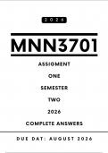 MNN3701 Assignment 1 Answers -  Semester &comma; 2026 &vert; Due Date August 2026