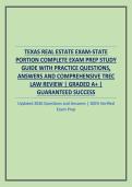 TEXAS REAL ESTATE EXAM-STATE PORTION COMPLETE EXAM PREP STUDY GUIDE WITH PRACTICE QUESTIONS&comma; ANSWERS AND COMPREHENSIVE TREC LAW REVIEW