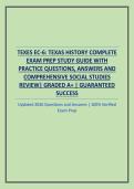 TEXES EC-6&colon; TEXAS HISTORY COMPLETE EXAM PREP STUDY GUIDE WITH PRACTICE QUESTIONS&comma; ANSWERS AND COMPREHENSIVE SOCIAL STUDIES REVIEW